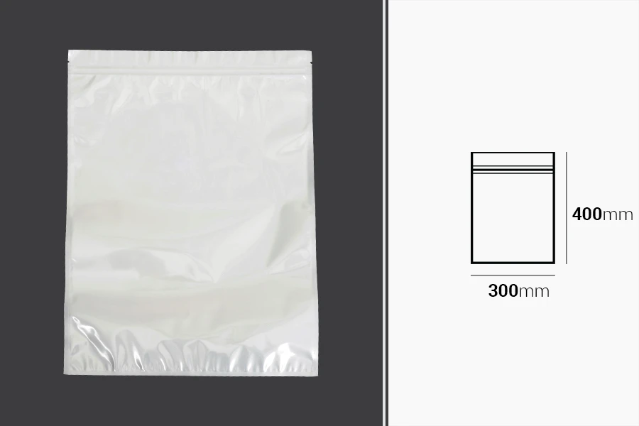Σακουλάκια πλαστικά 300x400 mm με κλείσιμο zip, λευκή πίσω όψη και διάφανο μπροστά - 100 τμχ