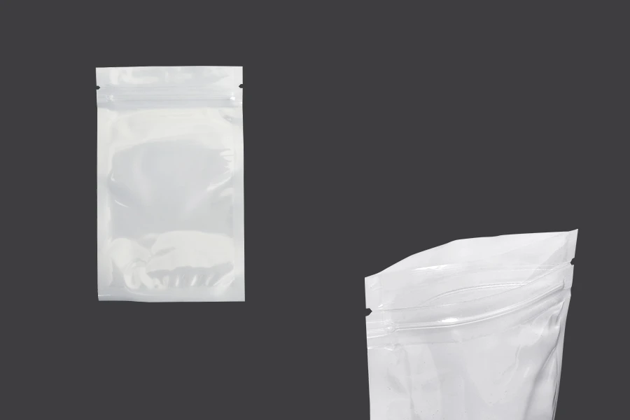 Σακουλάκια πλαστικά 80x130 mm με κλείσιμο zip, λευκή πίσω όψη και διάφανο μπροστά - 100 τμχ