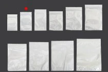 Σακουλάκια πλαστικά 80x130 mm με κλείσιμο zip, λευκή πίσω όψη και διάφανο μπροστά - 100 τμχ