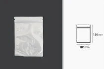Σακουλάκια πλαστικά 105x150 mm με κλείσιμο zip, λευκή πίσω όψη και διάφανο μπροστά - 100 τμχ