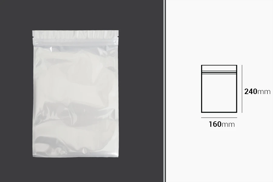 Σακουλάκια πλαστικά 160x240 mm με κλείσιμο zip, λευκή πίσω όψη και διάφανο μπροστά - 100 τμχ Σακουλάκια πλαστικά 160x240 mm με κλείσιμο zip, λευκή πίσω όψη και διάφανο μπροστά - 100 τμχ