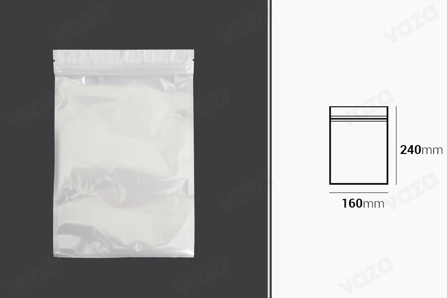 Σακουλάκια πλαστικά 160x240 mm με κλείσιμο zip, λευκή πίσω όψη και διάφανο μπροστά - 100 τμχ-εικόνα_διαστάσεις