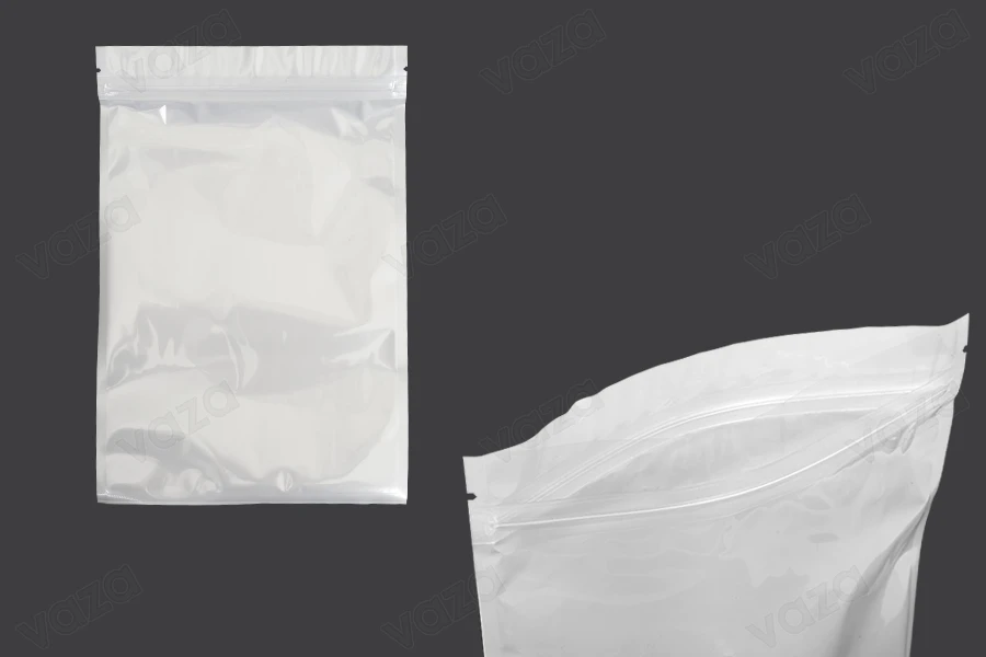 Σακουλάκια πλαστικά 160x240 mm με κλείσιμο zip, λευκή πίσω όψη και διάφανο μπροστά - 100 τμχ-