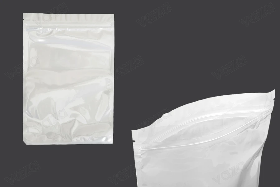 Σακουλάκια πλαστικά 180x260 mm με κλείσιμο zip, λευκή πίσω όψη και διάφανο μπροστά - 100 τμχ-
