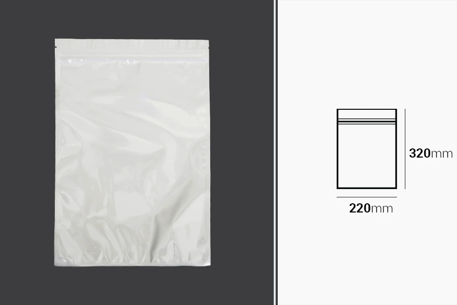 Σακουλάκια πλαστικά 220x320 mm με κλείσιμο zip, λευκή πίσω όψη και διάφανο μπροστά - 100 τμχ Σακουλάκια πλαστικά 220x320 mm με κλείσιμο zip, λευκή πίσω όψη και διάφανο μπροστά - 100 τμχ