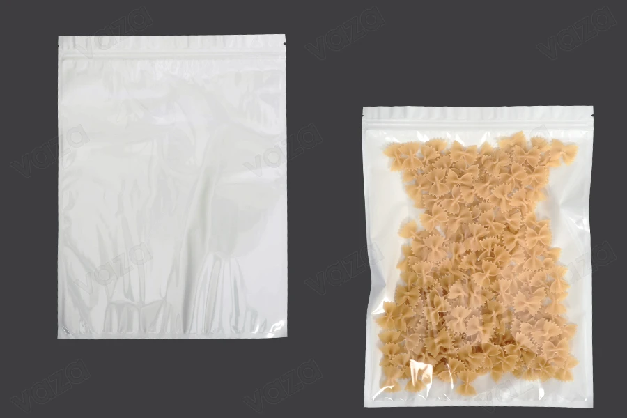 Σακουλάκια πλαστικά 260x340 mm με κλείσιμο zip, λευκή πίσω όψη και διάφανο μπροστά- 100 τμχ-εικόνα_προϊοντική