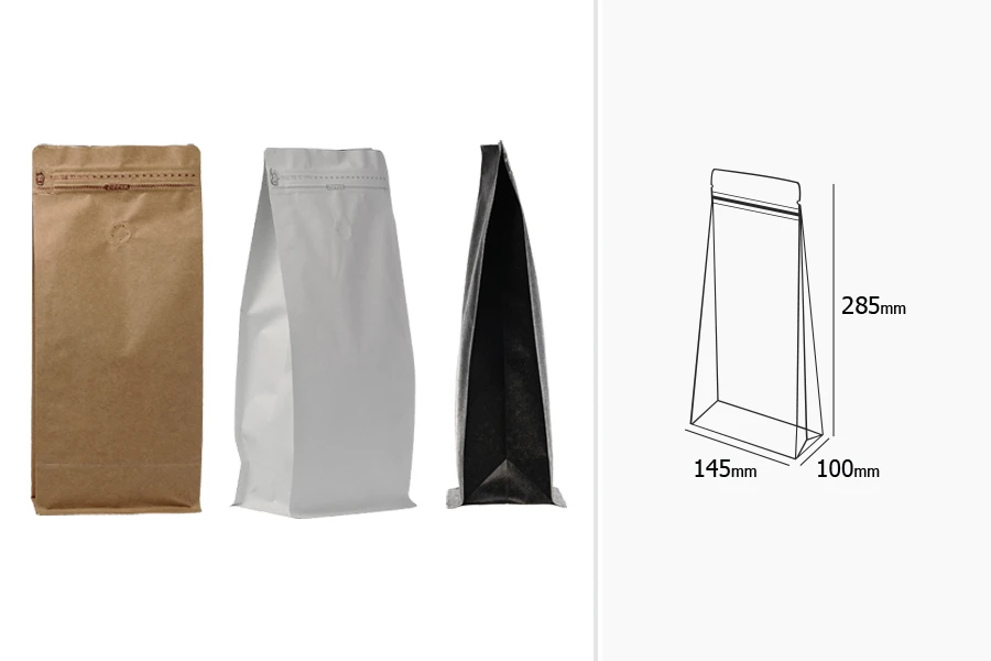 Standbodenbeutel mit Druckverschluss aus Kraftpapier mit Ventil, verschließbar, 145x100x335mm - 25 Stücke Standbodenbeutel mit Druckverschluss aus Kraftpapier mit Ventil, verschließbar, 145x100x335mm - 25 Stücke