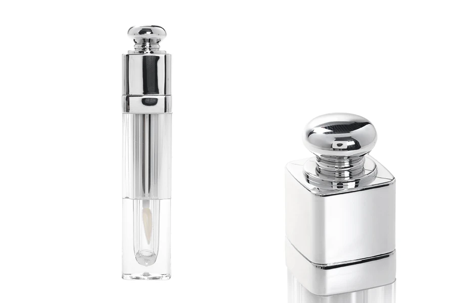 Θήκη για lip gloss 5 ml διάφανο με ασημί