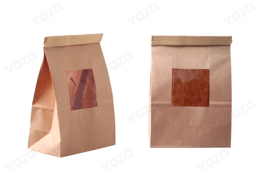Kraft bags 150x70x225 mm with window and wire for closure (tin-tie)-image_product