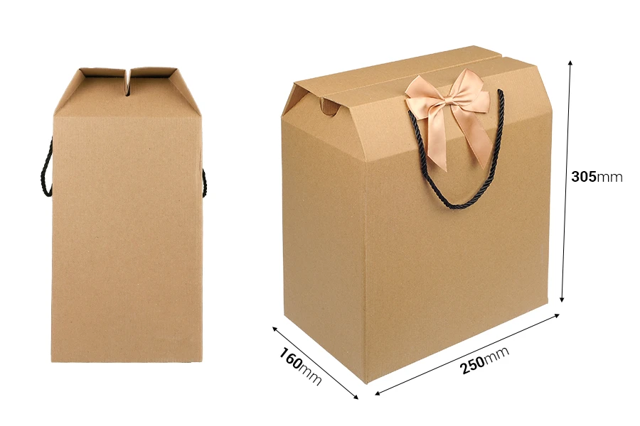 Gift box - bag 250x160x305 mm eco-friendly kraft paper with bow and handle - 12 pcs Gift box - bag 250x160x305 mm eco-friendly kraft paper with bow and handle - 12 pcs