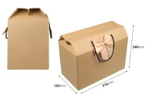 Gift box - bag 315x165x240 mm eco-friendly kraft paper with bow and handle - 12 pcs-2