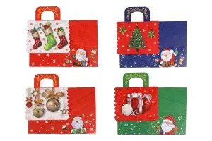 Boîte cadeau de Noël 120 x 100 x 135 mm avec ruban pour poignée (couleur mélangée) - 12 pcs-6