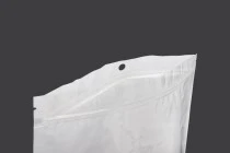 Bustine in plastica con chiusura a zip 260x340 mm, retro bianco e fronte trasparente, con foro e possibilità di chiusura con termosaldatura - 100 pz