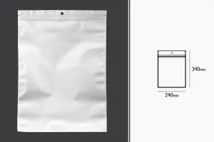 Σακουλάκια πλαστικά λευκά με κλείσιμο zip 240x340 mm, με τρύπα και δυνατότητα σφράγισης με θερμοκόλληση - 100 τμχ-2