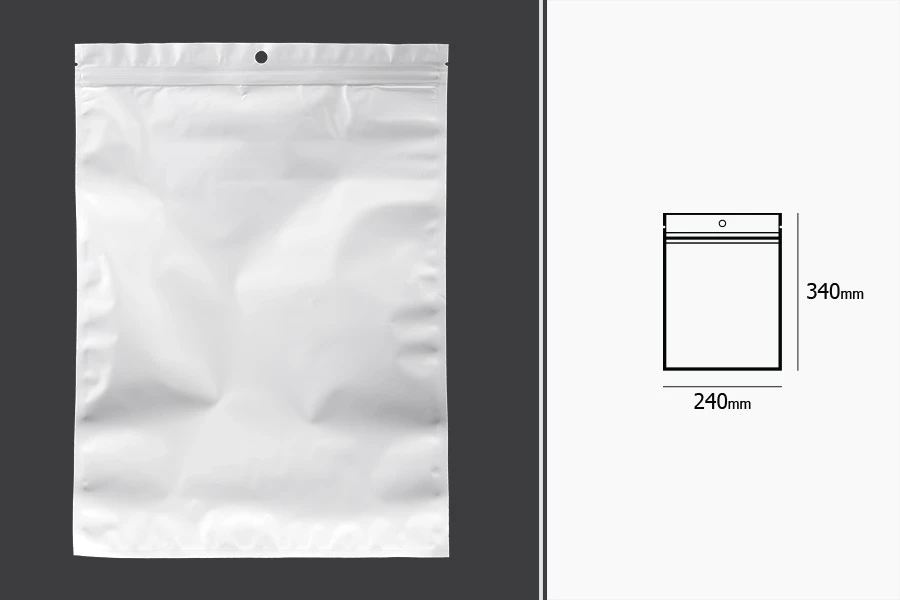 Σακουλάκια πλαστικά λευκά με κλείσιμο zip 240x340 mm, με τρύπα και δυνατότητα σφράγισης με θερμοκόλληση - 100 τμχ Σακουλάκια πλαστικά λευκά με κλείσιμο zip 240x340 mm, με τρύπα και δυνατότητα σφράγισης με θερμοκόλληση - 100 τμχ