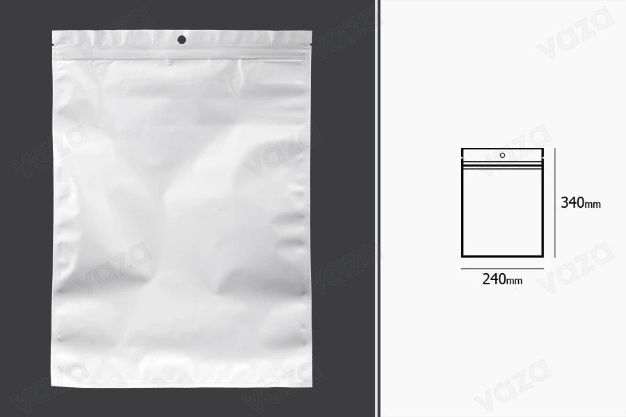 Σακουλάκια πλαστικά λευκά με κλείσιμο zip 240x340 mm, με τρύπα και δυνατότητα σφράγισης με θερμοκόλληση - 100 τμχ Σακουλάκια πλαστικά λευκά με κλείσιμο zip 240x340 mm, με τρύπα και δυνατότητα σφράγισης με θερμοκόλληση - 100 τμχ-εικόνα_διαστάσεις