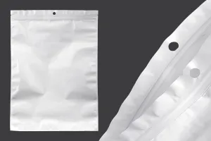 Σακουλάκια πλαστικά λευκά με κλείσιμο zip 240x340 mm, με τρύπα και δυνατότητα σφράγισης με θερμοκόλληση - 100 τμχ-1