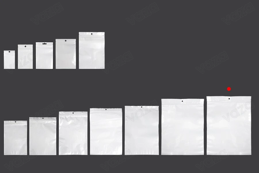 Σακουλάκια πλαστικά με κλείσιμο zip 300x400 mm, λευκή πίσω όψη και διάφανο μπροστά, με τρύπα και δυνατότητα σφράγισης με θερμοκόλληση - 100 τμχ-εικόνα_σύνθεση