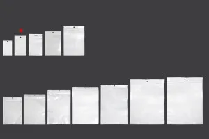 Σακουλάκια πλαστικά με κλείσιμο zip 80x130 mm, λευκή πίσω όψη  και διάφανο μπροστά, με τρύπα και δυνατότητα σφράγισης με θερμοκόλληση - 100 τμχ-6