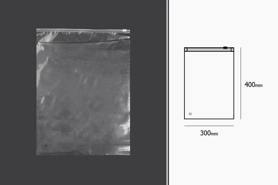 Sachets en plastique avec fermeture éclair 300 x 400 mm, transparents - 50 pcs Sachets en plastique avec fermeture éclair 300 x 400 mm, transparents - 50 pcs