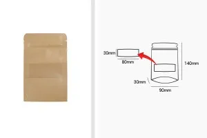 Σακουλάκια κραφτ τύπου Doy Pack, με κλείσιμο "zip" και παράθυρο, εσωτερική και εξωτερική διάφανη επένδυση και δυνατότητα σφράγισης με θερμοκόλληση 90x30x140 mm - 100 τμχ-2