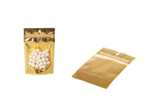 Σακουλάκια τύπου Doy Pack 100x30x150 mm αλουμινίου με χρυσή πίσω πλευρά, διάφανο μπροστά με κλείσιμο "zip" και δυνατότητα σφράγισης με θερμοκόλληση - 100 τμχ-5