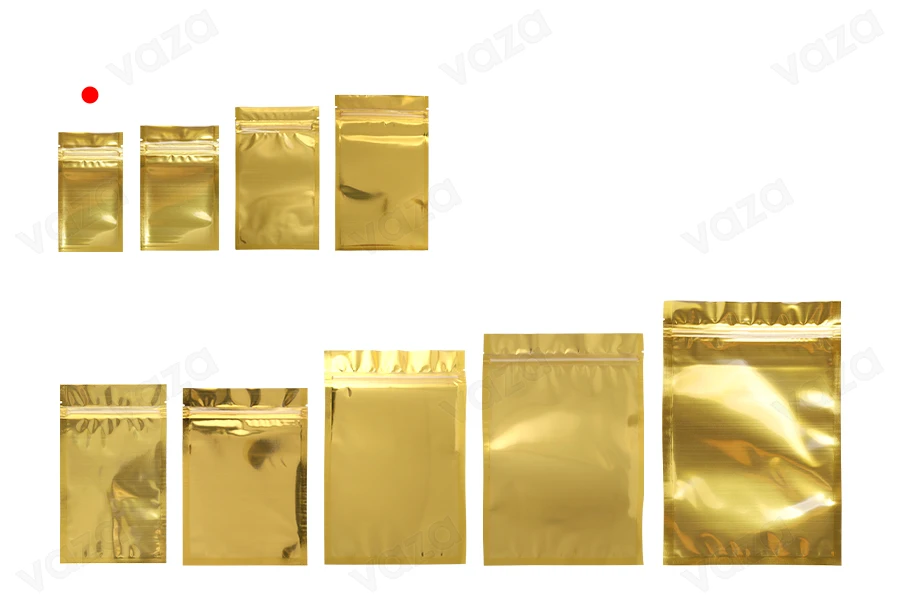 Σακουλάκια αλουμινίου με κλείσιμο "zip" 70x130 mm, διάφανη μπροστά πλευρά και δυνατότητα σφράγισης με θερμοκόλληση - 100 τμχ-εικόνα_σύνθεση