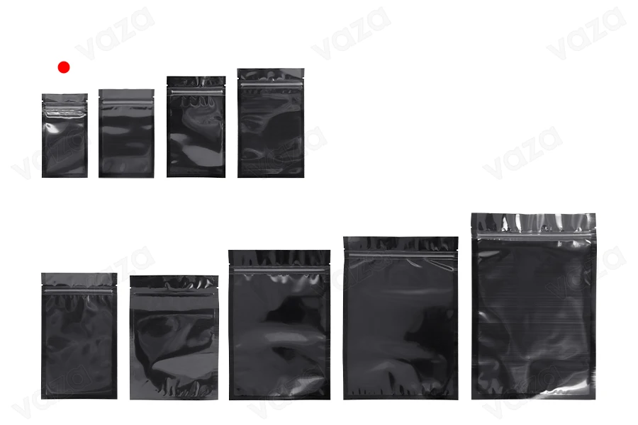 Σακουλάκια αλουμινίου με κλείσιμο "zip" 70x130 mm, διάφανη μπροστά πλευρά και δυνατότητα σφράγισης με θερμοκόλληση - 100 τμχ-εικόνα_σύνθεση