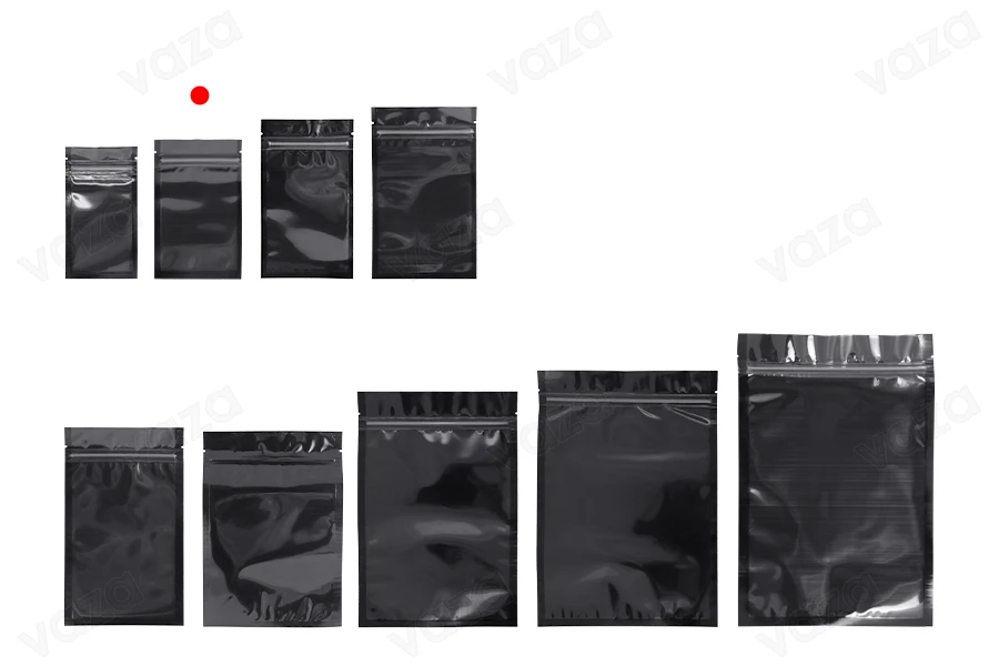 Sacchetti in alluminio con chiusura a zip 85 x 140 mm, lato frontale trasparente e possibilità di termosaldatura - 100 pz-gruppo_immagini