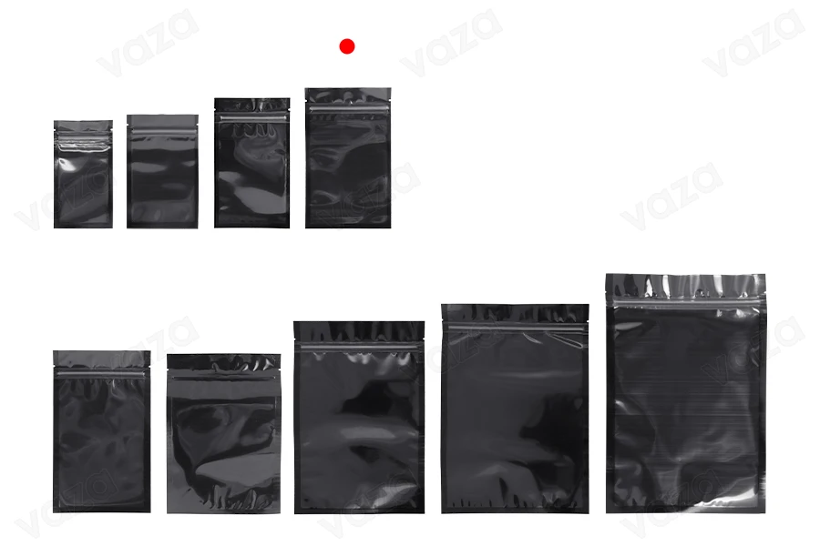Heat sealable aluminum zip lock pouch with transparent front side in size 100x175  mm - 100 pcs-image_group