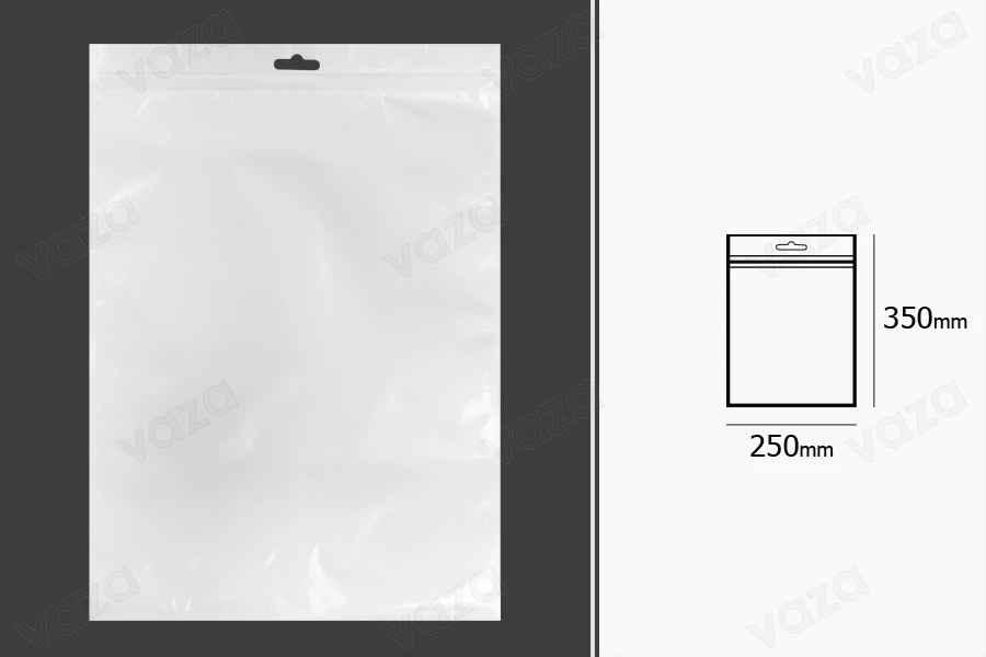 Σακουλάκια πλαστικά με κλείσιμο zip 250x350 mm, λευκή πίσω όψη, διάφανο μπροστά και τρύπα eurohole - 100 τμχ Σακουλάκια πλαστικά με κλείσιμο zip 250x350 mm, λευκή πίσω όψη, διάφανο μπροστά και τρύπα eurohole - 100 τμχ-εικόνα_διαστάσεις