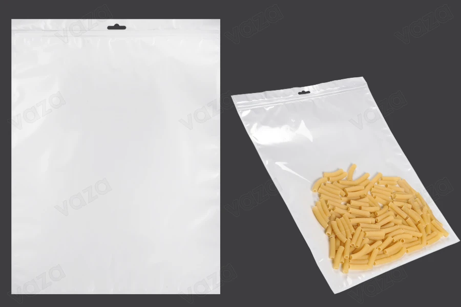 Σακουλάκια πλαστικά με κλείσιμο zip 300x400 mm, λευκή πίσω όψη, διάφανο μπροστά και τρύπα eurohole - 100 τμχ Σακουλάκια πλαστικά με κλείσιμο zip 300x400 mm, λευκή πίσω όψη, διάφανο μπροστά και τρύπα eurohole - 100 τμχ-εικόνα_προϊοντική