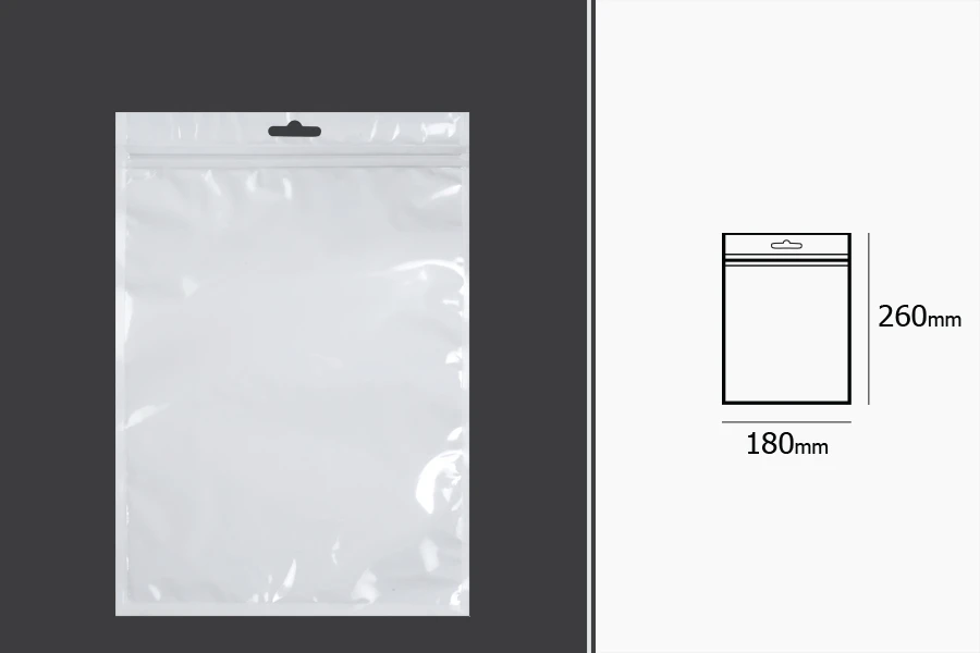 Σακουλάκια πλαστικά με κλείσιμο zip 180x260 mm, λευκή πίσω όψη, διάφανο μπροστά και τρύπα eurohole - 100 τμχ Σακουλάκια πλαστικά με κλείσιμο zip 180x260 mm, λευκή πίσω όψη, διάφανο μπροστά και τρύπα eurohole - 100 τμχ