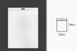 Σακουλάκια πλαστικά με κλείσιμο zip 220x300 mm, λευκή πίσω όψη, διάφανο μπροστά και τρύπα eurohole - 100 τμχ-2