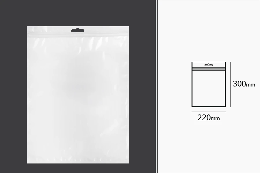 Σακουλάκια πλαστικά με κλείσιμο zip 220x300 mm, λευκή πίσω όψη, διάφανο μπροστά και τρύπα eurohole - 100 τμχ Σακουλάκια πλαστικά με κλείσιμο zip 220x300 mm, λευκή πίσω όψη, διάφανο μπροστά και τρύπα eurohole - 100 τμχ