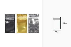 Sachets en aluminium avec fermeture éclair 70 x 130 mm, face avant transparente et possibilité de thermoscellage - 100 pcs-2