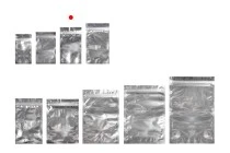 Sachets en aluminium avec fermeture éclair 90 x 160 mm, face avant transparente et possibilité de thermoscellage - 100 pcs