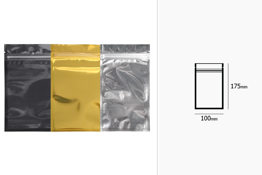 Σακουλάκια αλουμινίου με κλείσιμο "zip" 100x175 mm, διάφανη μπροστά πλευρά και δυνατότητα σφράγισης με θερμοκόλληση - 100 τμχ Σακουλάκια αλουμινίου με κλείσιμο "zip" 100x175 mm, διάφανη μπροστά πλευρά και δυνατότητα σφράγισης με θερμοκόλληση - 100 τμχ