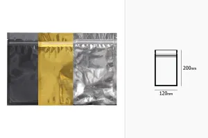 Sachets en aluminium avec fermeture éclair 120 x 200 mm, face avant transparente et possibilité de thermoscellage - 100 pcs-2