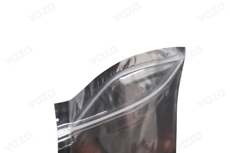 Σακουλάκια τύπου Doy Pack 140x40x200 mm αλουμινίου πίσω πλευρά, διάφανο μπροστά με κλείσιμο "zip" και δυνατότητα σφράγισης με θερμοκόλληση - 100 τμχ Σακουλάκια τύπου Doy Pack 140x40x200 mm αλουμινίου πίσω πλευρά, διάφανο μπροστά με κλείσιμο "zip" και δυνατότητα σφράγισης με θερμοκόλληση - 100 τμχ-εικόνα_σύνθεση