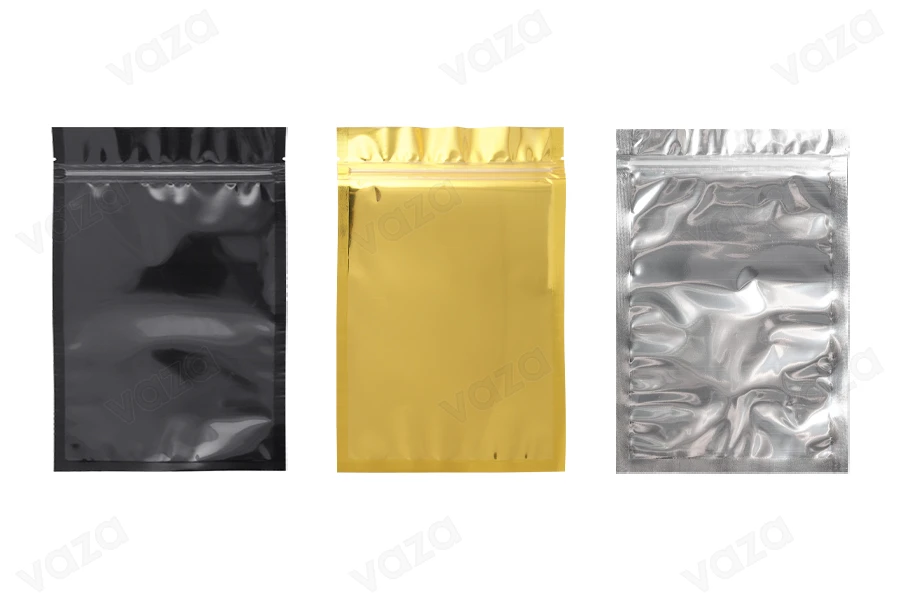 Σακουλάκια αλουμινίου με κλείσιμο "zip" 160x240 mm, διάφανη μπροστά πλευρά και δυνατότητα σφράγισης με θερμοκόλληση - 100 τμχ-εικόνα_προϊοντική