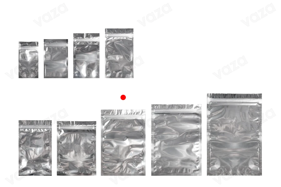 Σακουλάκια αλουμινίου με κλείσιμο "zip" 160x240 mm, διάφανη μπροστά πλευρά και δυνατότητα σφράγισης με θερμοκόλληση - 100 τμχ-εικόνα_σύνθεση