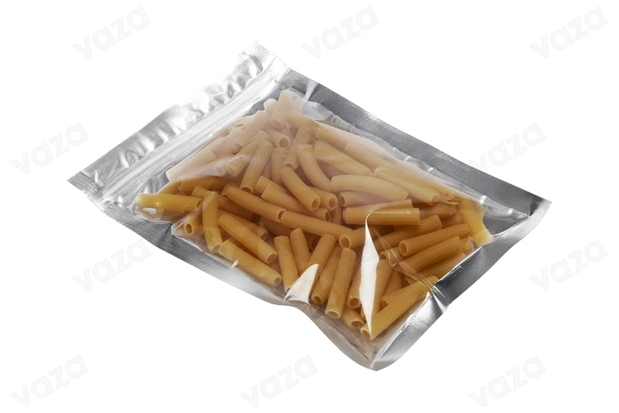 Σακουλάκια αλουμινίου με κλείσιμο "zip" 160x240 mm, διάφανη μπροστά πλευρά και δυνατότητα σφράγισης με θερμοκόλληση - 100 τμχ-εικόνα_σύνθεση