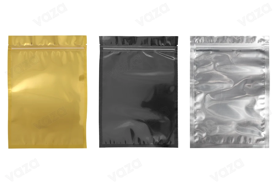 Σακουλάκια αλουμινίου με κλείσιμο "zip" 180x255 mm, διάφανη μπροστά πλευρά και δυνατότητα σφράγισης με θερμοκόλληση - 100 τμχ-εικόνα_προϊοντική