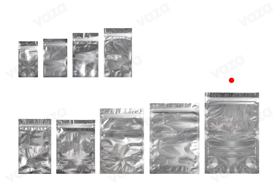 Heat sealable aluminum zip lock pouch with transparent front side in size 200x300 mm - 100 pcs Heat sealable aluminum zip lock pouch with transparent front side in size 200x300 mm - 100 pcs-image_group