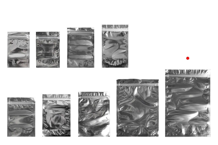 Σακουλάκια τύπου Doy Pack 200x50x300 mm αλουμινίου πίσω πλευρά, διάφανο μπροστά με κλείσιμο "zip" και δυνατότητα σφράγισης με θερμοκόλληση - 100 τμχ