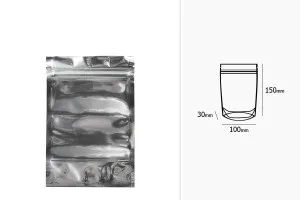 Standbodenbeutel aus Aluminium 100x30x150mm mit Druckverschluss, verschließbar - 100 Stücke-2