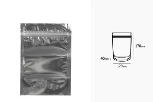 Σακουλάκια τύπου Doy Pack 120x40x170 mm αλουμινίου πίσω πλευρά, διάφανο μπροστά με κλείσιμο "zip" και δυνατότητα σφράγισης με θερμοκόλληση - 100 τμχ-2