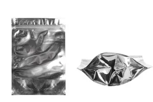 Standbodenbeutel aus Aluminium 140x40x200mm mit Druckverschluss, verschließbar - 100 Stücke