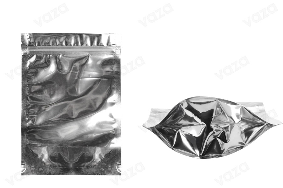 Σακουλάκια τύπου Doy Pack 140x40x200 mm αλουμινίου πίσω πλευρά, διάφανο μπροστά με κλείσιμο "zip" και δυνατότητα σφράγισης με θερμοκόλληση - 100 τμχ Σακουλάκια τύπου Doy Pack 140x40x200 mm αλουμινίου πίσω πλευρά, διάφανο μπροστά με κλείσιμο "zip" και δυνατότητα σφράγισης με θερμοκόλληση - 100 τμχ-εικόνα_προϊοντική